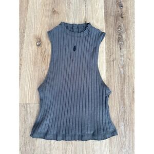 Free People Movement Ribbed High Neck Tank Top Charcoal Gray Sleeveless XS
